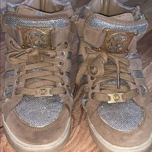 Michael Kors gold and silver sneakers